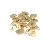 Cubic Zirconia Micro Pave Brass Pendant, Round, plated, DIY & micro pave cubic zirconia, golden, 10*10*1mm 