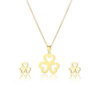 Fashion Stainless Steel Jewelry Sets, Stud Earring & necklace, gold color plated, 2 pieces & for woman .5 Inch 