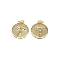 Brass Jewelry Pendants, Round, plated, DIY, golden, 17*14*2mm 