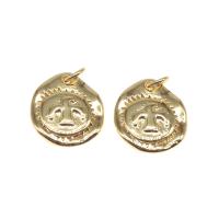 Brass Jewelry Pendants, Round, plated, DIY, golden, 15*14*2mm 