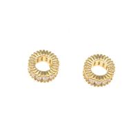 Cubic Zirconia Micro Pave Brass Beads, Round, plated, DIY & micro pave cubic zirconia, golden, 7*7*3mm 