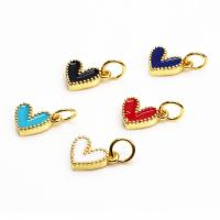 Enamel Brass Pendants, Heart, gold color plated 