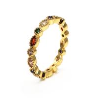 Cubic Zirconia Micro Pave Brass Finger Ring, gold color plated & micro pave cubic zirconia 