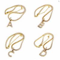 Cubic Zircon Micro Pave Brass Necklace, with 3.14 inch extender chain, Alphabet Letter, gold color plated & micro pave cubic zirconia & for woman Approx 12.59 Inch 