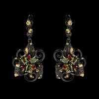 Cupronickel Lever Back Earring, gun black plated, for woman & with rhinestone 