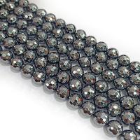 Terahertz Stone Beads, Round, polished, DIY & faceted, black cm 