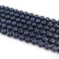 Blue Goldstone Beads, Blue Sandstone, Round, polished, DIY & faceted, blue cm 