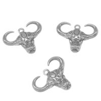 Edelstahl Tier Anhänger, Horn, Druckguss-, DIY, Silberfarbe, 20*25*4mm, Bohrung:ca. 1mm, verkauft von PC