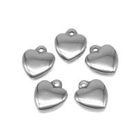 pendentifs de cœur en inox , acier inoxydable, coeur, moulage sous pression, DIY, argent, 15*12*4mm Environ 1mm, Vendu par PC