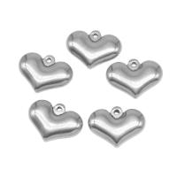 pendentifs de cœur en inox , acier inoxydable, coeur, moulage sous pression, DIY, argent, 15*20*5mm Environ 1mm, Vendu par PC