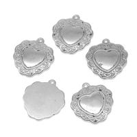 pendentifs de cœur en inox , acier inoxydable, coeur, moulage sous pression, DIY, argent, 25*15*3mm Environ 1mm, Vendu par PC