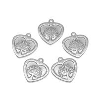 pendentifs de cœur en inox , acier inoxydable, coeur, moulage sous pression, DIY, argent, 19*18*2mm Environ 1mm, Vendu par PC