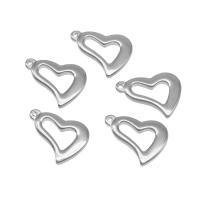 pendentifs de cœur en inox , acier inoxydable, coeur, moulage sous pression, DIY, argent, 23*17*3mm Environ 1mm, Vendu par PC