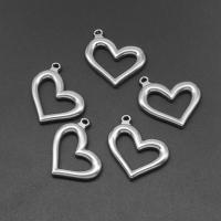 pendentifs de cœur en inox , acier inoxydable, coeur, moulage sous pression, DIY, argent, 23*20*4mm Environ 2mm, Vendu par PC