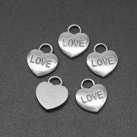 pendentifs de cœur en inox , acier inoxydable, coeur, moulage sous pression, DIY, argent, 18*15*4mm Environ 5mm Vendu par sac