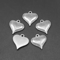 pendentifs de cœur en inox , acier inoxydable, coeur, moulage sous pression, DIY, argent, 21*3mm Environ 2mm Vendu par sac