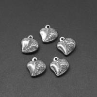 pendentifs de cœur en inox , acier inoxydable, coeur, moulage sous pression, DIY, argent, 14*3mm Environ 1mm Vendu par sac