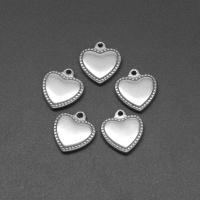 pendentifs de cœur en inox , acier inoxydable, coeur, moulage sous pression, DIY, argent, 15*14*3mm Environ 1mm, Vendu par PC