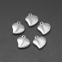 pendentifs de cœur en inox , acier inoxydable, coeur, moulage sous pression, DIY, argent, 14*3mm Environ 1mm, Vendu par PC