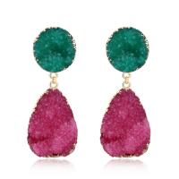 Zinc Alloy Drop Earring, with Resin, fashion jewelry & for woman 