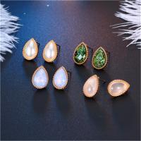 Zinc Alloy Stud Earring, with Resin, Teardrop, fashion jewelry & for woman 