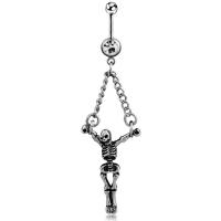 Stainless Steel Belly Ring, 316L Stainless Steel, plated, with rhinestone 