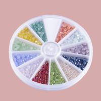 Plaqué Perles de verre, avec Boîte en plastique, Rond, Placage, DIY îte, Vendu par boîte