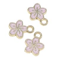 Zink Legierung Emaille Anhänger , Zinklegierung, Blume, plattiert, DIY, Rosa, 12*9*2mm, 100PCs/Tasche, verkauft von Tasche