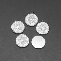 Stainless Steel Pendant Setting, Round, die-casting, DIY, silver color, 15*2mm 