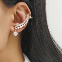 Zinc Alloy Clip Earring, with Plastic Pearl, plated, fashion jewelry & for woman 