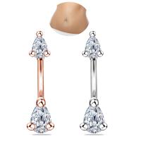 Stainless Steel Belly Ring, 316L Stainless Steel, plated, with rhinestone 