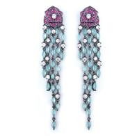 Moda flecos pendientes, metal, chapado, micro arcilla de zirconia cúbica & para mujer, más colores para la opción, 80mm, Vendido por Par