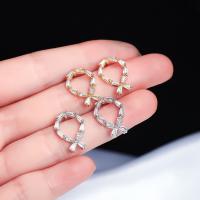 Cupronickel Stud Earring, plated, for woman & with rhinestone 