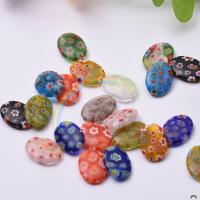 Millefiori Glasperlen, Millefiori Lampwork, flachoval, DIY, gemischte Farben, 13x18mm, 21PCs/Strang, verkauft von Strang