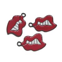 De aleación de zinc Lip Colgante, Labios, chapado, Bricolaje, Rojo, 17*25*1mm, 100PCs/Bolsa, Vendido por Bolsa