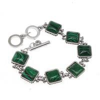 Bracelets de malachite, cadre, poli, DIY, vert, 20*13*8mm, Vendu par PC