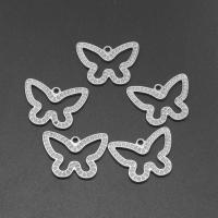 Pendentifs en acier inoxydable, papillon, moulage sous pression, DIY, argent, 25*18*2mm, Vendu par PC