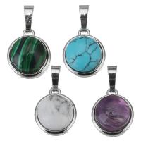 Gemstone Pendantifs en laiton, pierre gemme, avec laiton, Rond, Placage, bijoux de mode & DIY & pour femme, plus de couleurs à choisir Environ Vendu par PC