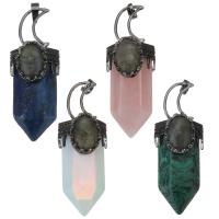 Gemstone Pendantifs en laiton, pierre gemme, avec laiton, chanté plaqué or, bijoux de mode & DIY & pour femme, plus de couleurs à choisir Environ Vendu par PC