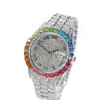 Unisex Wrist Watch, 316L Stainless Steel, Round, plated, with rhinestone 