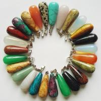 Gemstone Jewelry Pendant, Natural Stone, Teardrop, polished, random style & DIY mixed colors 