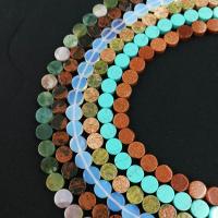 Mixed Gemstone Beads, Natural Stone, Flat Round, polished, DIY Approx 