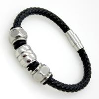 Men Bracelet, PU Leather, with Stainless Steel, fashion jewelry & for man 210mm 