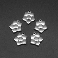 Edelstahl Blume Anhänger, Druckguss-, DIY, Silberfarbe, 18*15*2mm, Bohrung:ca. 1mm, verkauft von PC