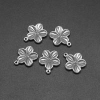 Edelstahl Blume Anhänger, Druckguss-, DIY, Silberfarbe, 19*16*2mm, Bohrung:ca. 1mm, verkauft von PC