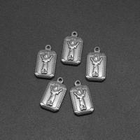 Pendentifs en acier inoxydable, rectangle, moulage sous pression, DIY, argent, 18*10*2mm Environ 1mm, Vendu par PC