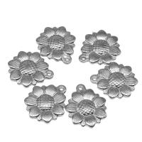 Edelstahl Blume Anhänger, Druckguss-, DIY, Silberfarbe, 25*22*3mm, verkauft von PC