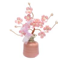 décoration de maison de fleur artificielle, porcelaine, avec perle & plastique & laiton, arbre, Placage, pour la maison et le bureau, rose, 18*15*6*79*57mm    70*70*90mm, Vendu par PC