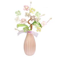 décoration de maison de fleur artificielle, porcelaine, avec perle & plastique & laiton, arbre, Placage, pour la maison et le bureau, multicolore, 24.5*18*7*111*57mm Vendu par PC