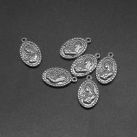 Pendentifs en acier inoxydable, ellipse, moulage sous pression, DIY, argent, 24*14*3mm Environ 1mm, Vendu par PC